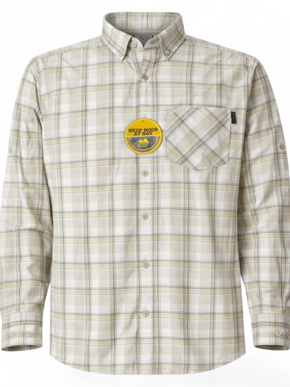 Columbia Insect Blocker Plaid Long Sleeve Shirt Men 2XL Beige AM7325 NWT